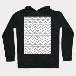 Grey and White Hand Drawn Triangle Chevron Pattern Hoodie